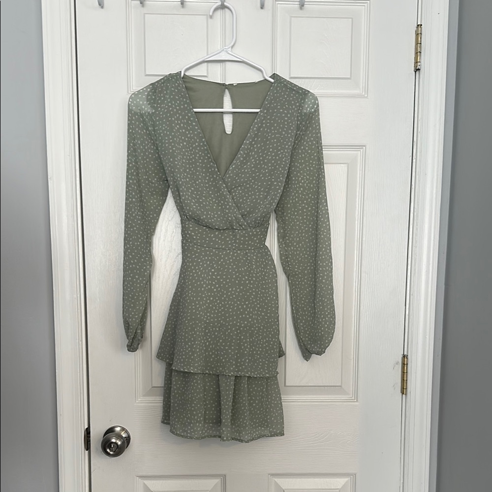 Elegant Green Polka Dot Dress